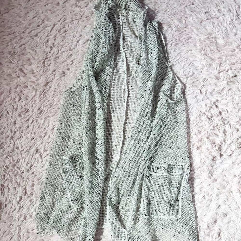 Mesh Fisherman Net Urban Streetwear Chic Layering Open Knit Vest Womens L Grunge